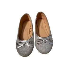 Silver glitter girl’s ballet flats sz 1 dress shoe